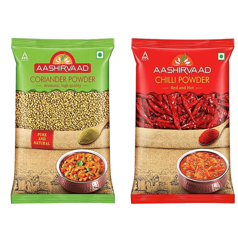 Aashirvaad Combo Pack - Coriander/Dhania Powder, 500g and Chilli/Mirchi Powder, 500g